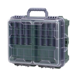 Ioensy - Caja De Aparejos De Pesca, Caja De Herramientas Portátil, Resistente Al Agua, Contenedor De Múltiples Rejillas, Color Verde
