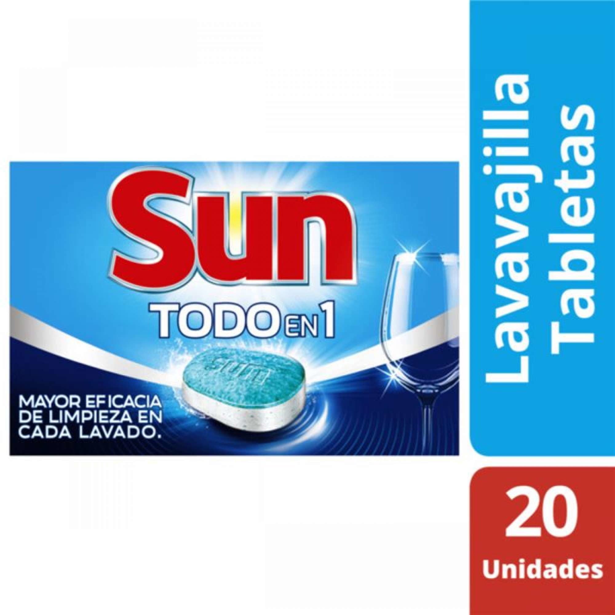 Detergente Lavavajilla Todo En 1. 20 Un SUN