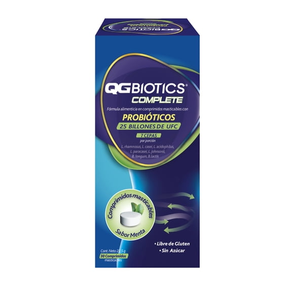 QGBiotics Complete probióticos 25 billon UFC 30 masticables