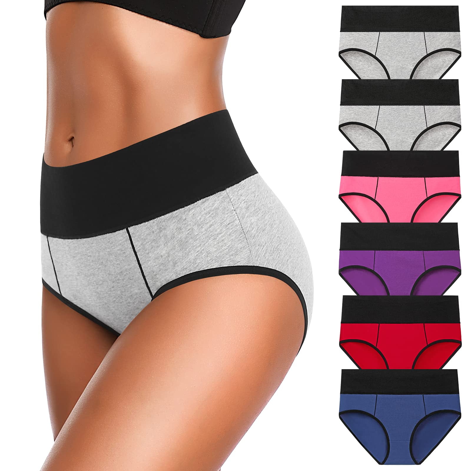 Calzoncillos Eiggam De Algodón De Cintura Alta Para Mujer, Paquete De 6 Unidades, Xl