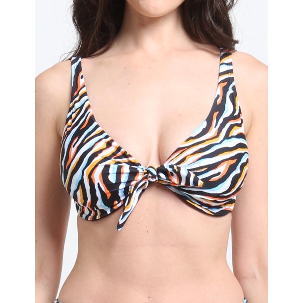 Bikini estilo sostén anudado copa C - D estampado naranja Talla 50