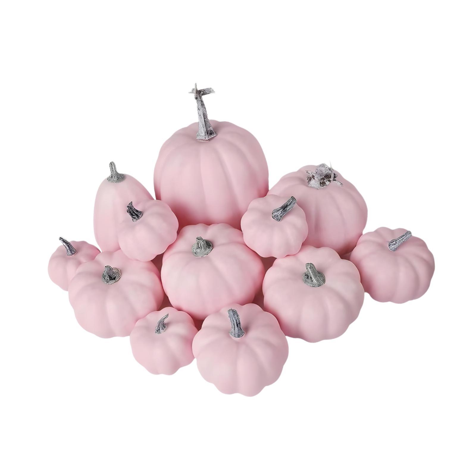 Bothyi - 12 Piezas De Calabazas Artificiales Rosas Para Decoración De Halloween Para El Día De Acción De Gracias