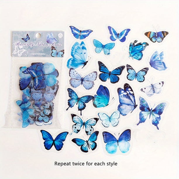 40pcs/pack Kawaii Butterfly PVC Sticker Collection for Diaries, Scrapbooks, and Stationaries - Colorful and Cute Decorative Labels