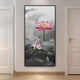 thumbnail image 4 of 1pc Canvas Oil Painting, Ink Style Pond And Pink Lotus, Hanging Wall Art, For Vertical Panoramic Entrance Home Decoration Painting, No Frame, 4 of 4