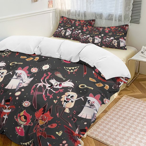 Hazbin Hotel 3-Piece Twin Bed Set - Includes 1 Single Comforter And 2 Pillowcases Bedding - Fade Resistant Microfiber - Hazbin Hotel