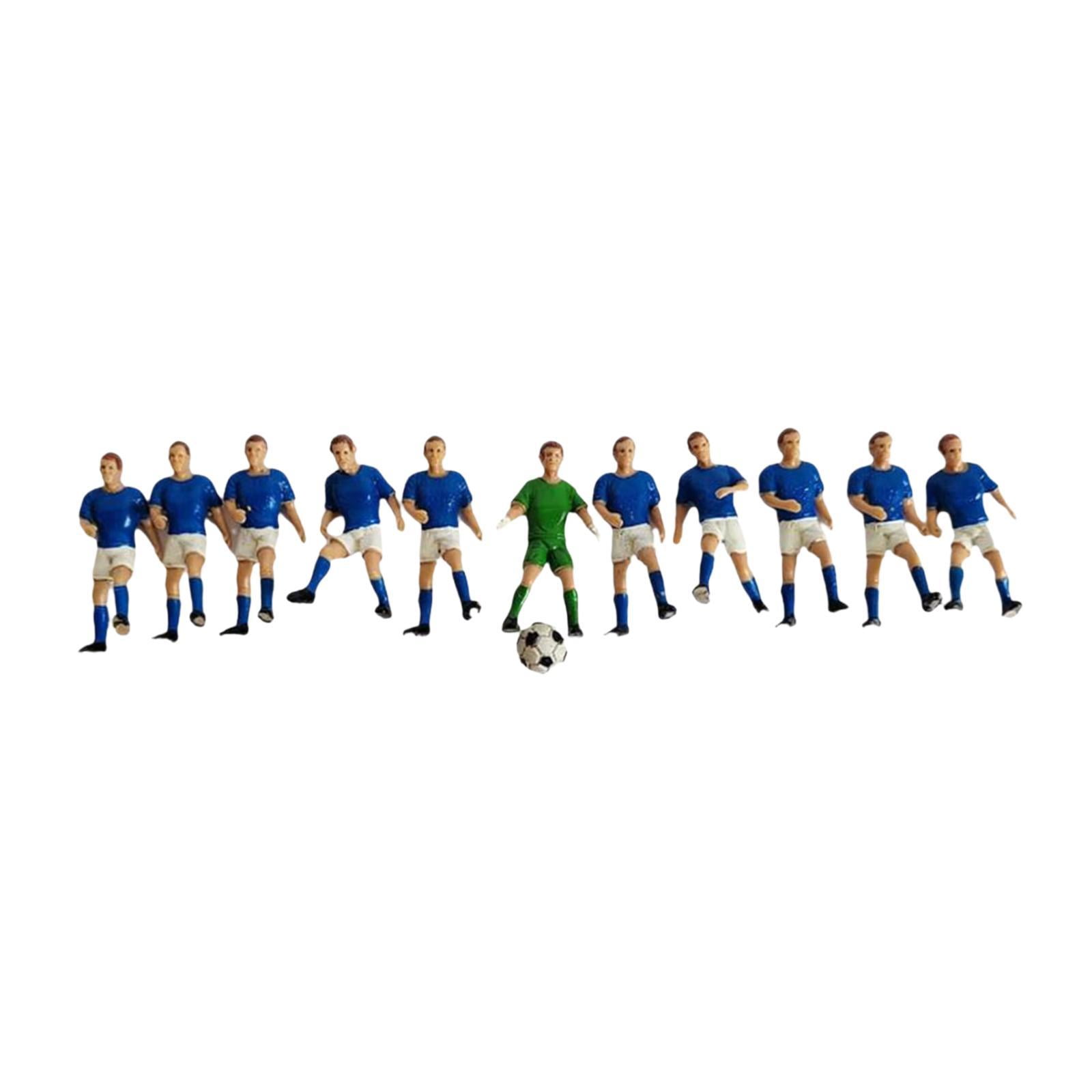 Magideal - 11x Figuras De Fútbol En Miniatura Figuras De Fútbol Accesorios Fotográficos Realistas Tiny People Modelo Para Decoración De Escritorio Mesa De Arena Jugador Azul
