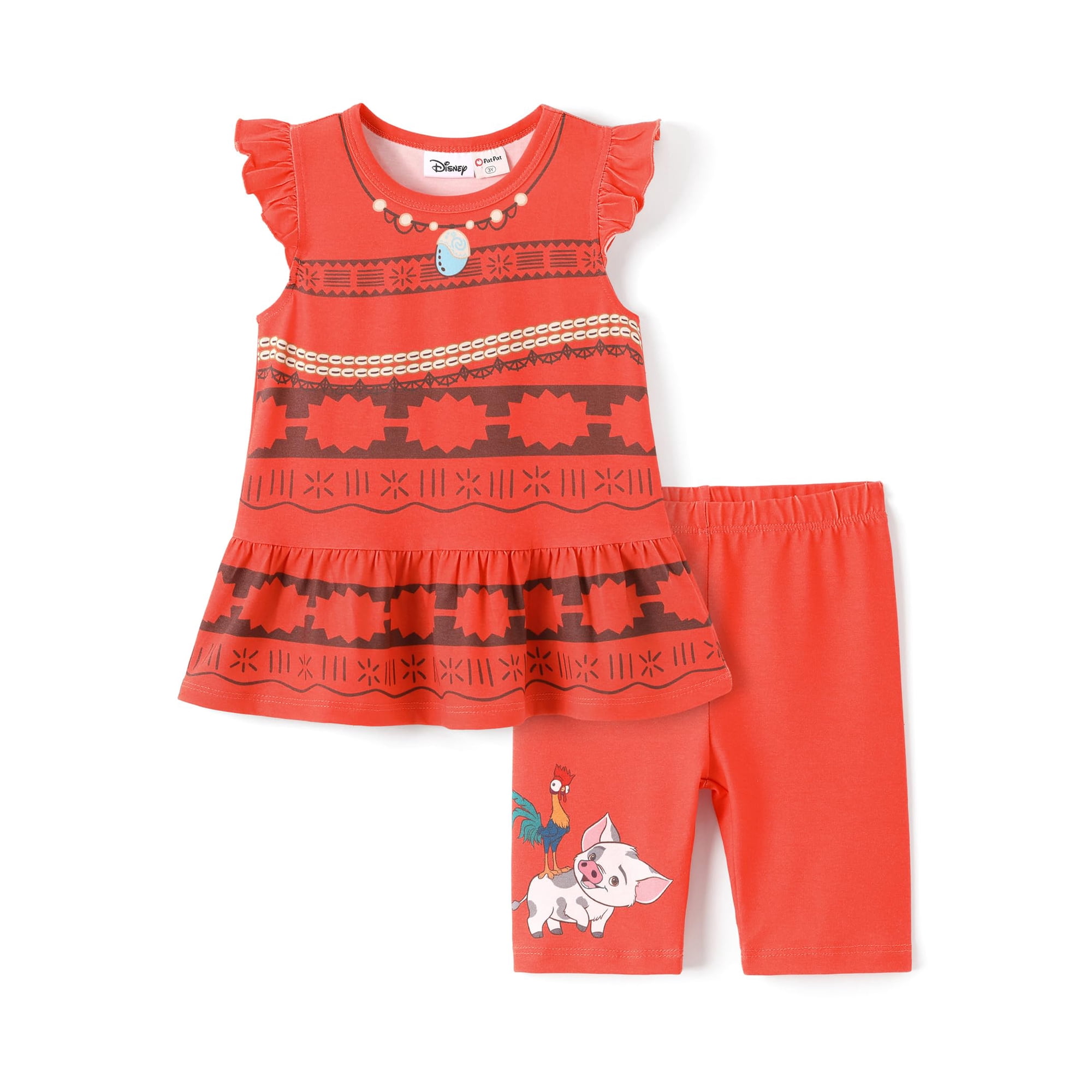 Set De Disfraz De La Princesa Disney Moana Para Niñas Pequeñas De 2 Toneladas, 7 Piezas