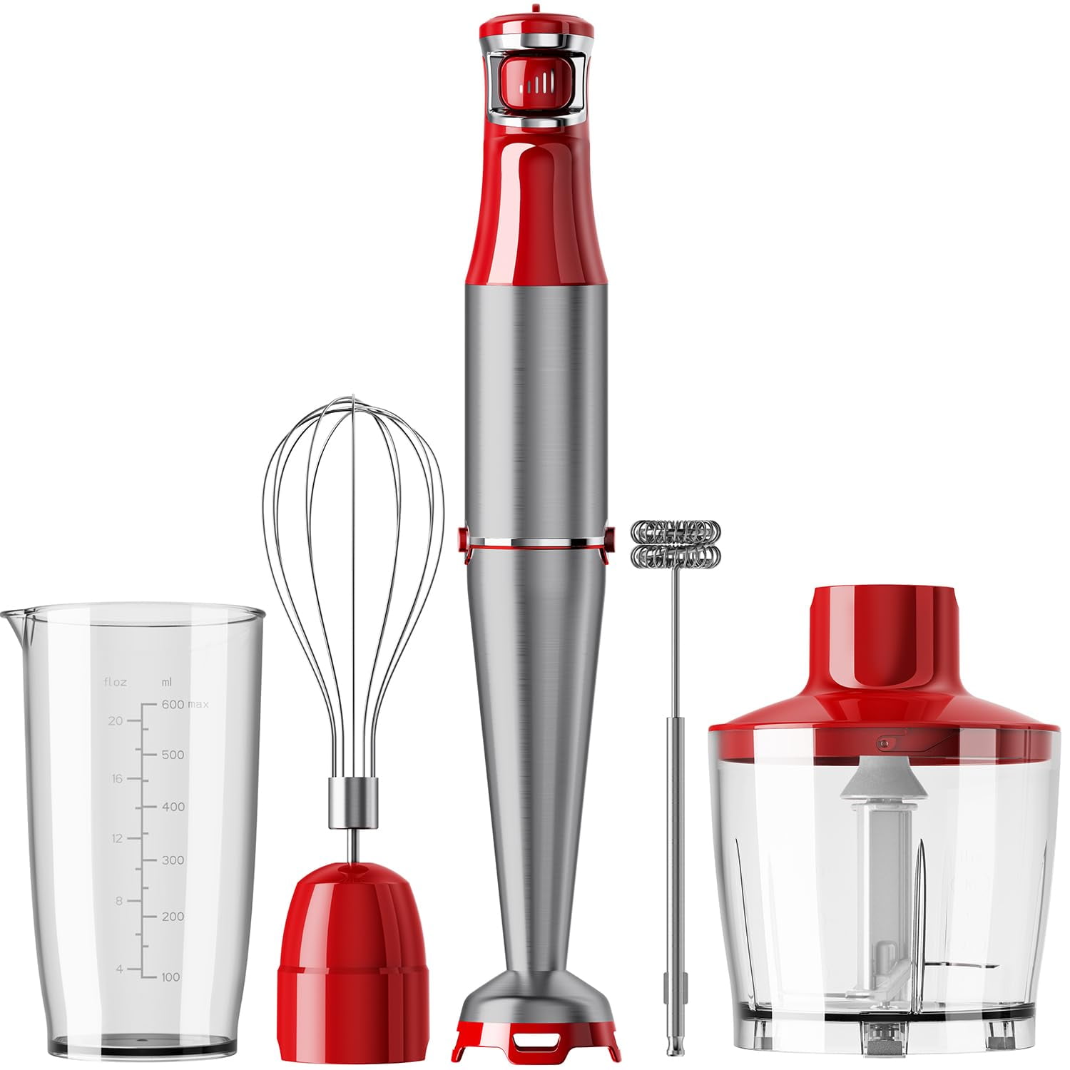 Licuadora De Inmersión Turelar Handheld 1100 W Con Picadora, Batidor Rojo