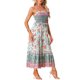 thumbnail image 4 of INSPIRE CHIC Vestido Maxi Floral Bohemio para Mujer sin Mangas con Cintura Fruncida y Tirantes Finos L Verde Claro, 4 of 6
