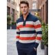 thumbnail image 4 of INSPIRE CHIC Suéter de Hombre a Rayas con Cremallera Cuarto de Manga Larga Pullover Sudadera S Rojo Azul Marino, 4 of 5