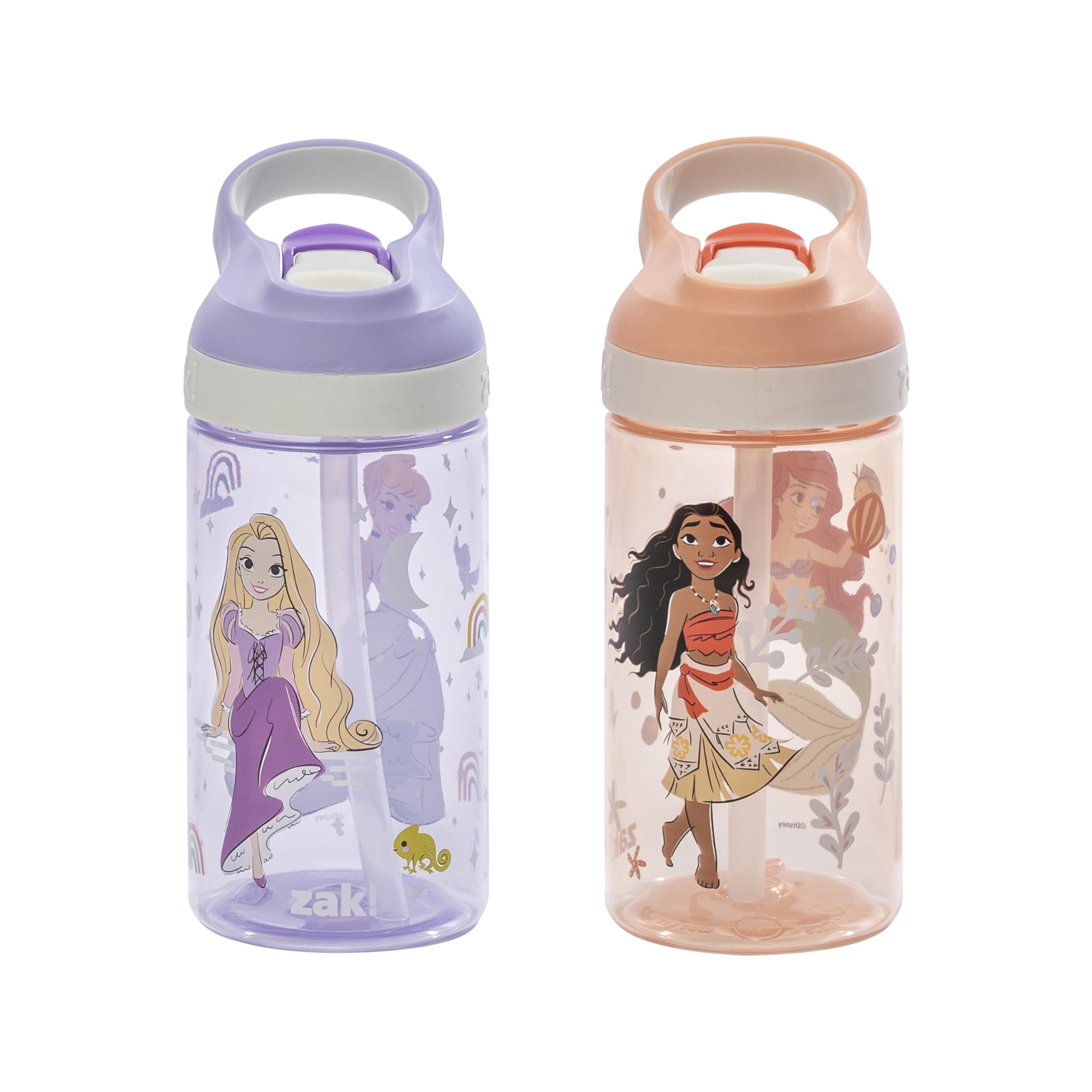 Botella De Agua Zak Designs Disney Princess Atlantic, 473 Ml, Paquete De 2