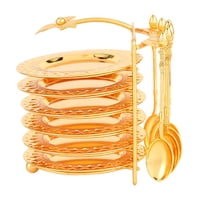 Bothyi - Juego De Vajilla Plato Llano Y Cuchara Platos De Servir Apto Para Lavavajillas Dorado