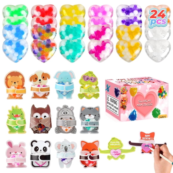 Stress Balls UDZRL en forma de corazón para el día de San Valentín con tarjetas, 24 paquetes