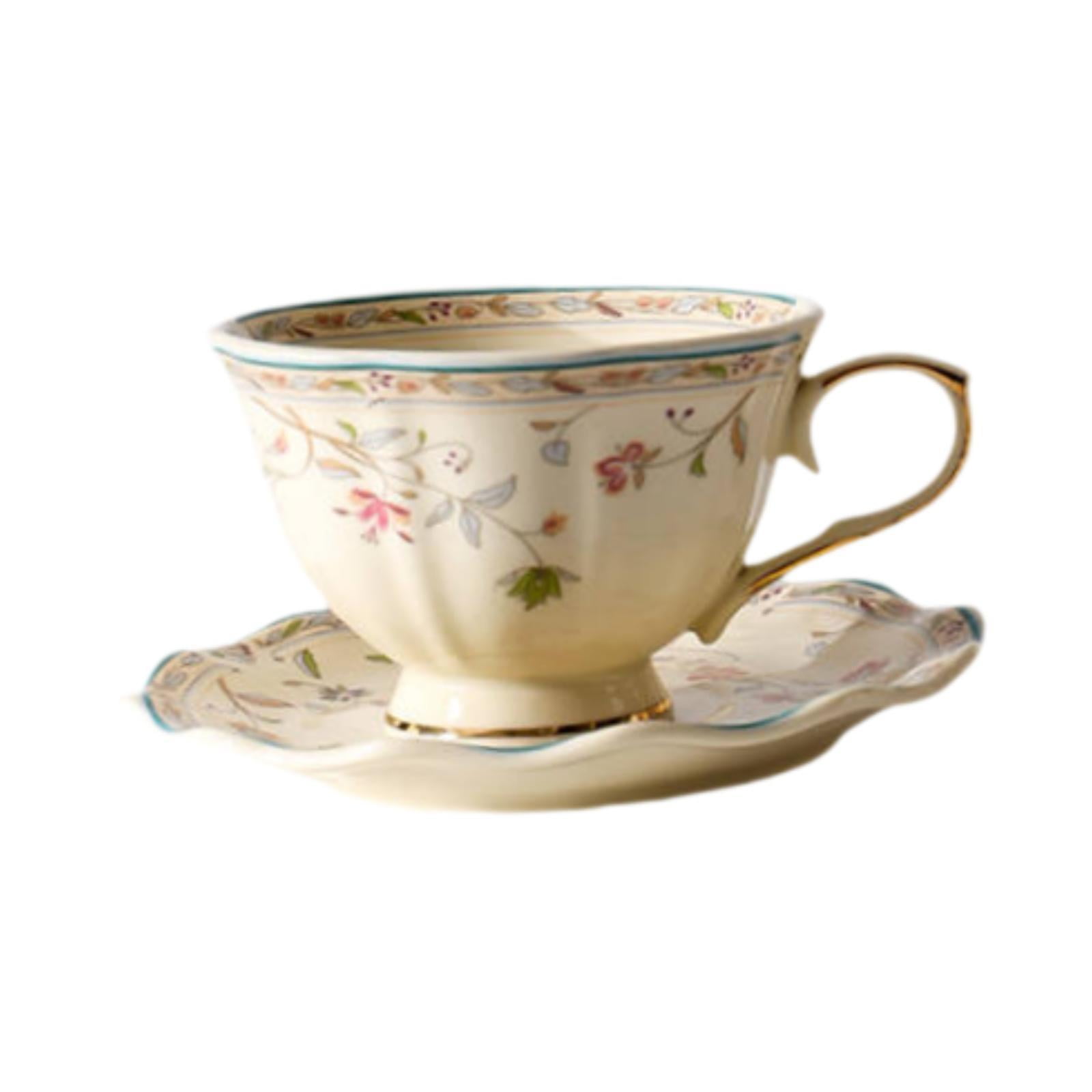 Magideal - Taza De Café, Tazas De Café Con Leche, Patrón Floral, Decoración Del Hogar, Taza Y Platillo Creativos De Arte Latte, Tazas De Té Para Uso Comercial,