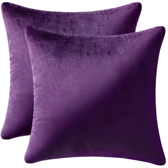 Fundas de almohada MIULEE de terciopelo de 40 x 40 cm, color morado berenjena (paquete de 2)