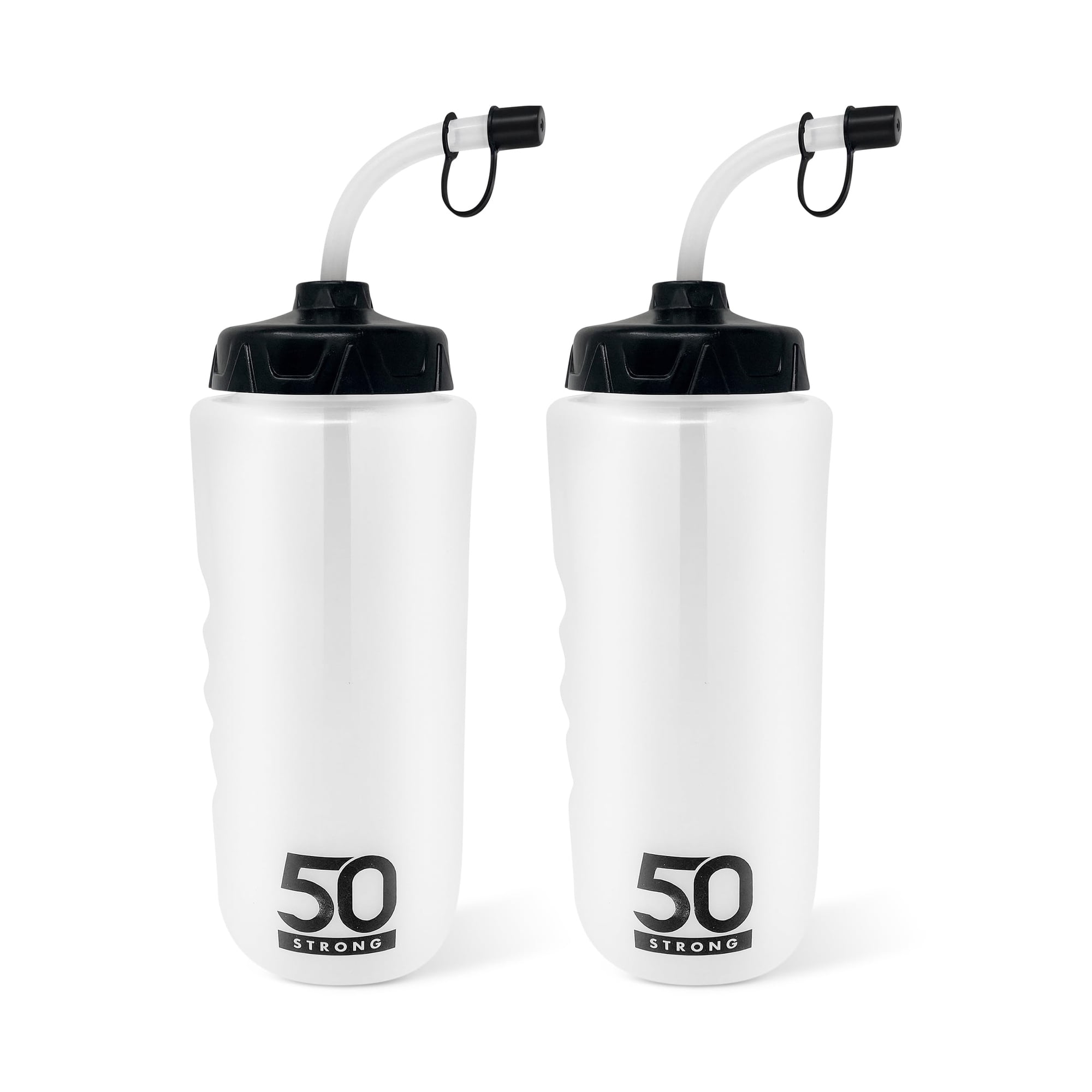 50 Strong - Botella De Agua Deportiva De 1 Litro Con Pajita, 50 Unidades De Plástico Resistente Sin Bpa