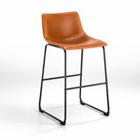 Space Home - Taburete Cocina Barra Cuero Pu Caramel 48X49X94 Cm