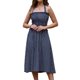 thumbnail image 1 of INSPIRE CHIC Vestido Midi de Mujer con Cuello Halter Verano Cintura Fruncida Vestido de Rayas para Playa y Vacaciones Talla L Azul Oscuro, 1 of 6
