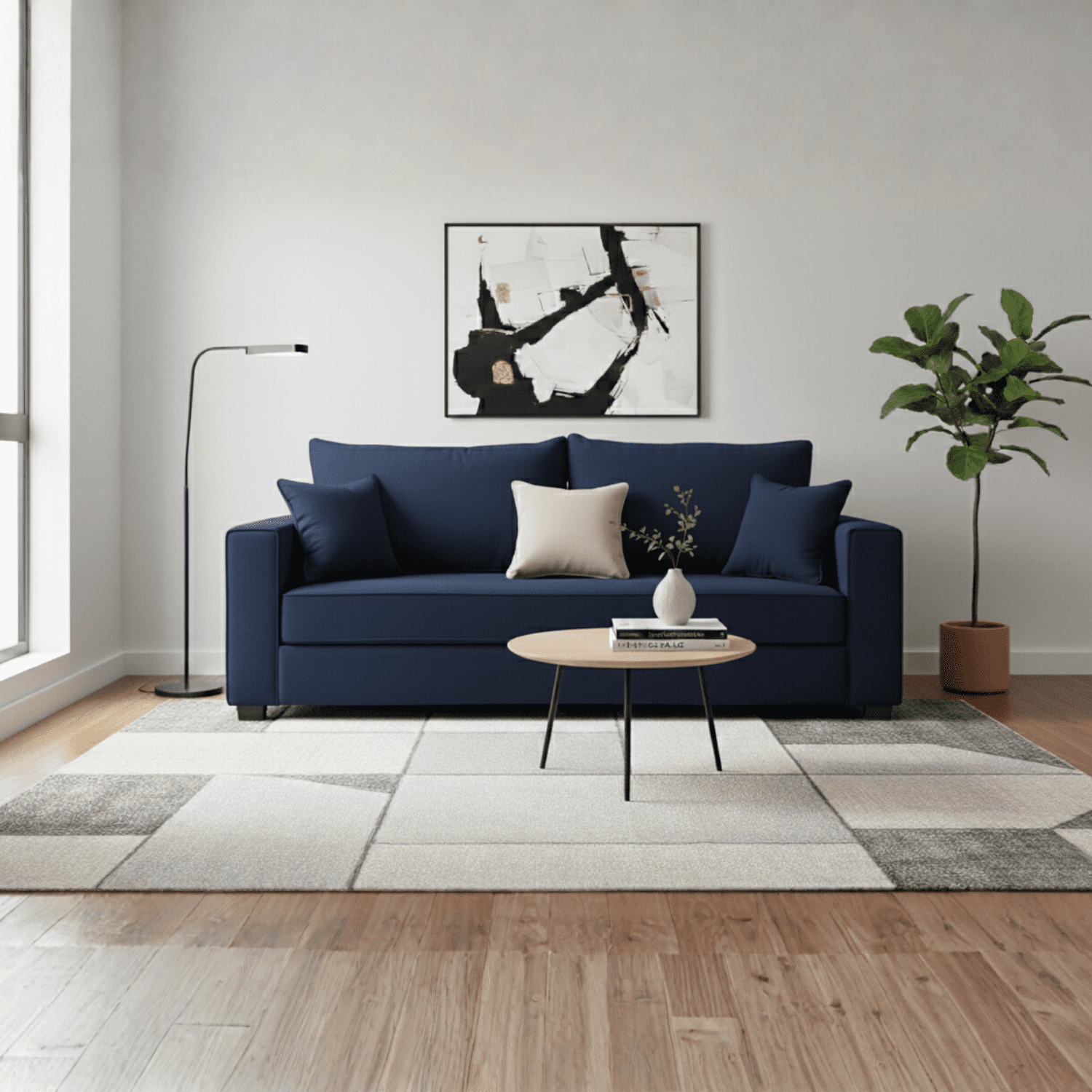 Construmuebles - Sofa Aurelia 3 Cuerpos Tela Azul