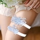 thumbnail image 5 of 2 ligas de boda, de encaje azul claro, elásticas para novia, para muslo, con flores, para aniversario de boda (circunferencia del muslo: 15,75-23,62 pulgadas), 5 of 7