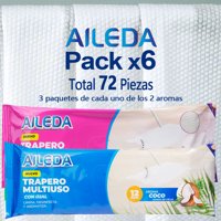 Aileda Trapero Humedo - 12 - Unidad Paquete De 6 Bolsas （3 Coco + 3 Lavanda ）- 40 Cm - 60 Cm Fragancia De Coco Trapero Multiuso