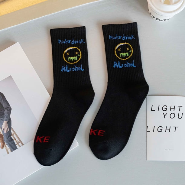Letter Print Socks, Halloween Novelty & Funny Mid Tube Socks, Women's Stockings & Hosiery