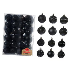 Magideal - 48 X Adornos Navideños Colgantes 6Cm 4Cm Adornos Navideños Inastillables Colgantes Para Vacaciones Año Nuevo Cena Familiar Decoración Al Aire Libre Negro