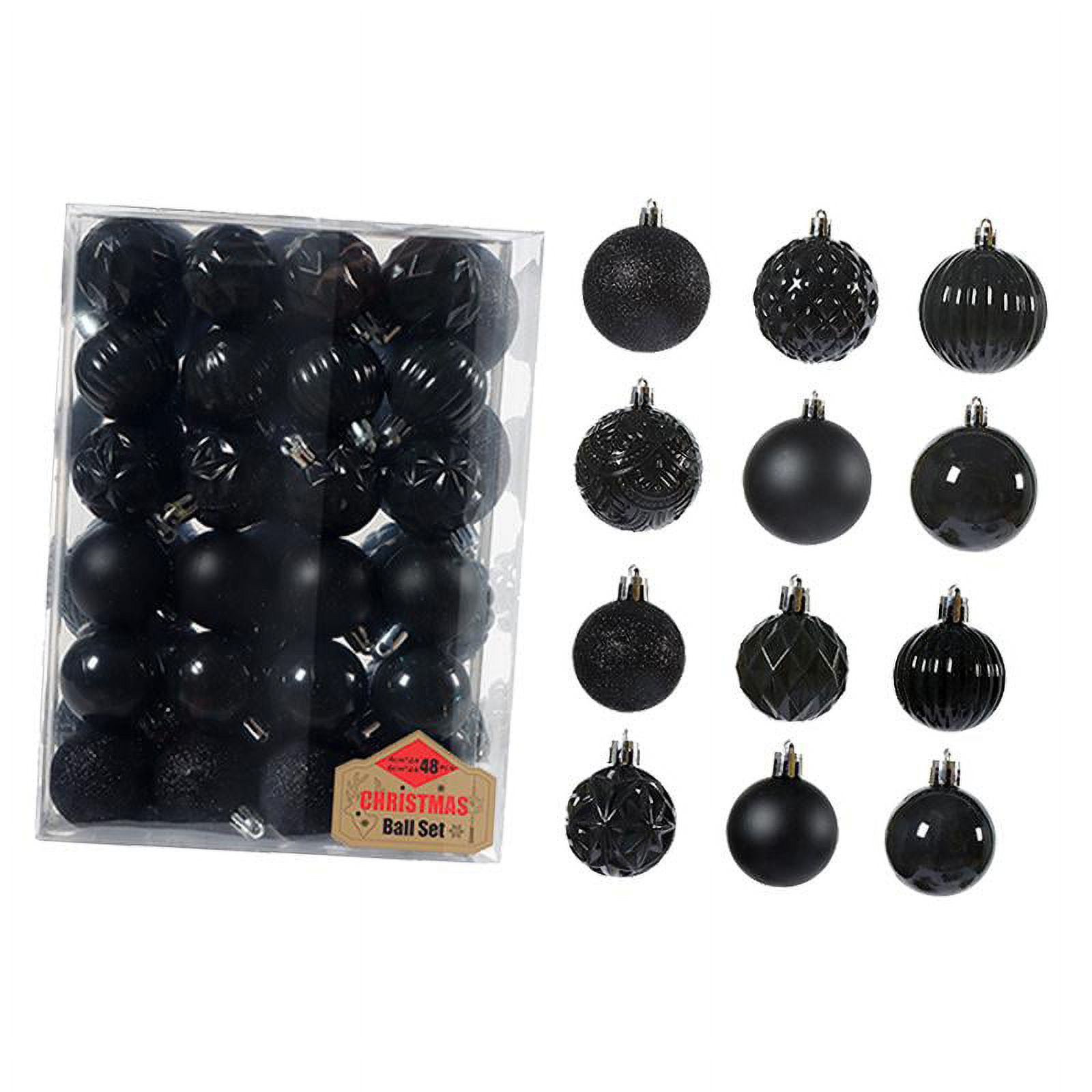 Magideal - 48 X Adornos Navideños Colgantes 6Cm 4Cm Adornos Navideños Inastillables Colgantes Para Vacaciones Año Nuevo Cena Familiar Decoración Al Aire Libre Negro