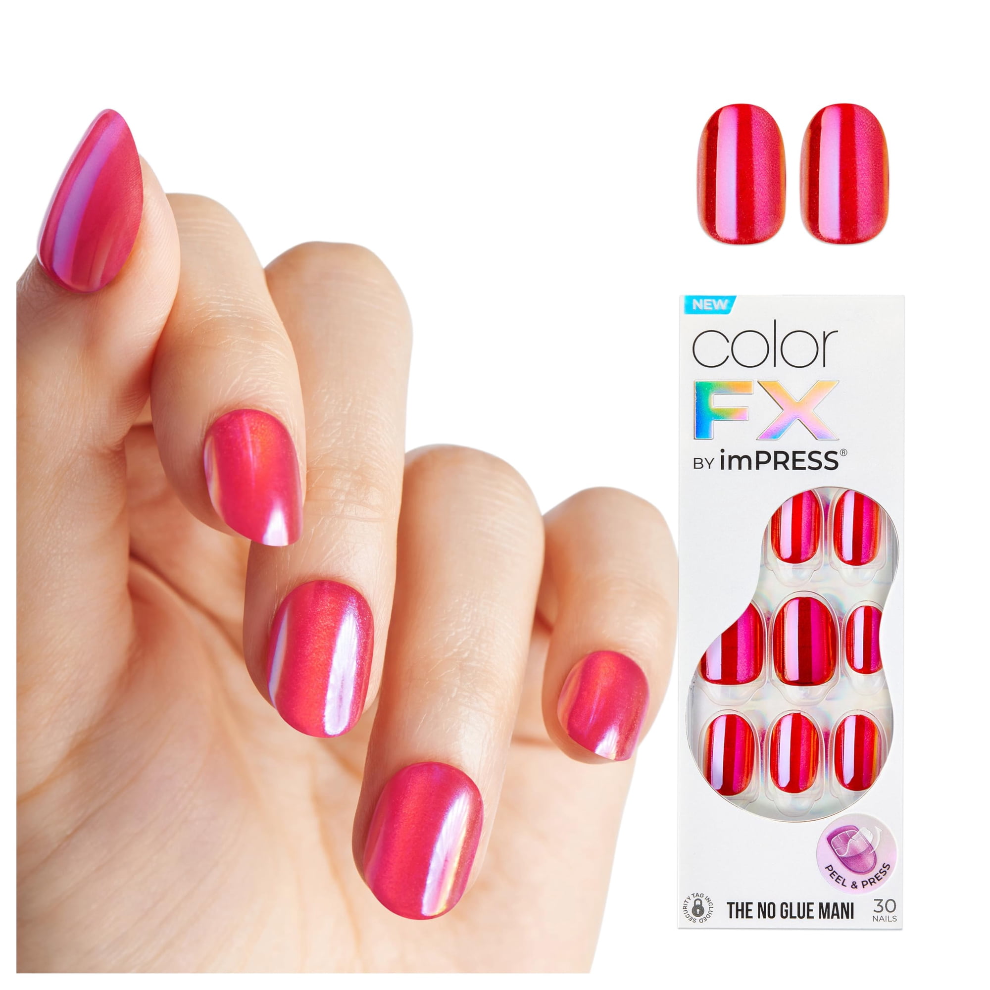 Presiona Uñas Impress Kiss Colorfx 'floating' Solid Red