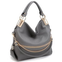 Bolso De Mano Dasein De Piel Vegana Con Strass Hobo Tote Gris
