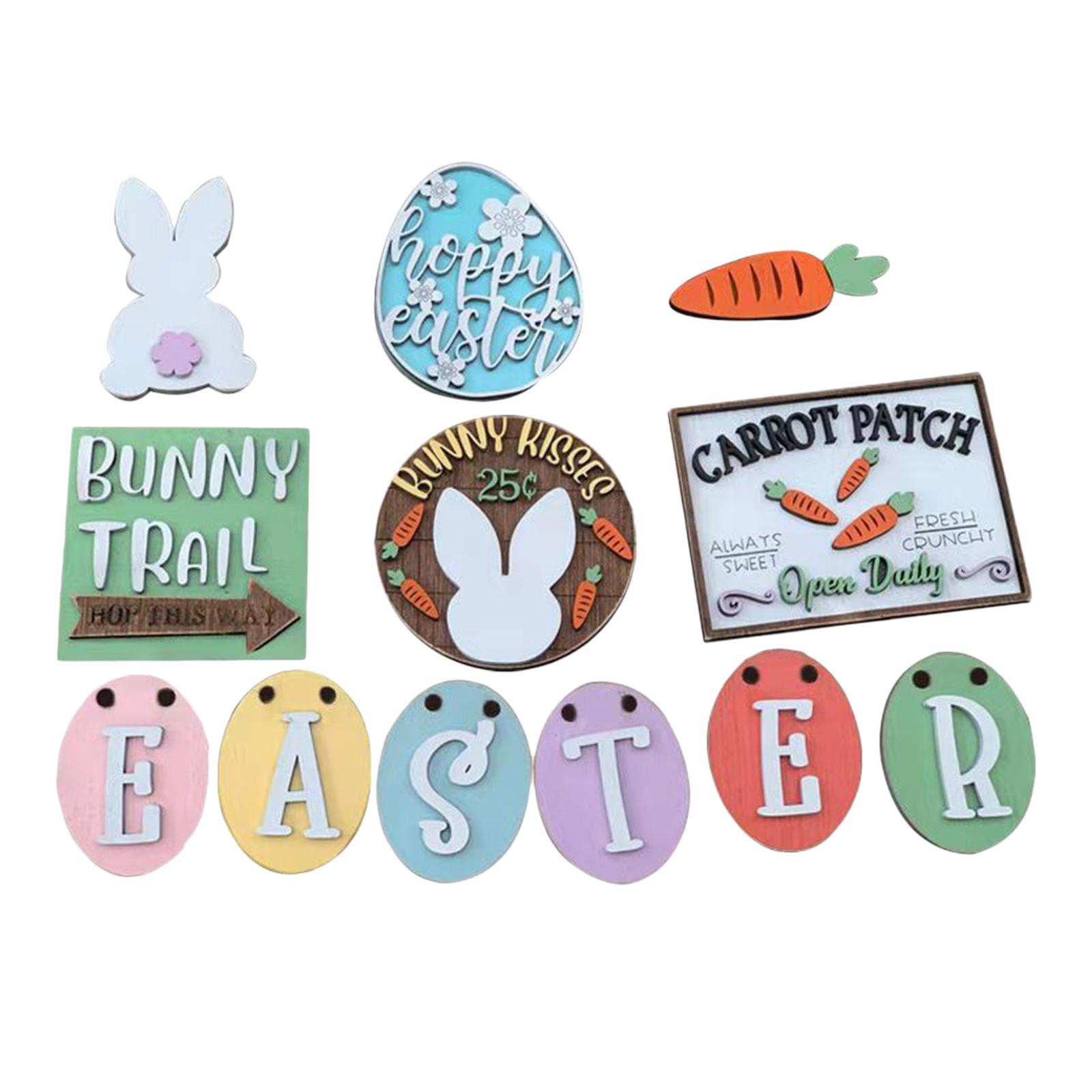 Bothyi - Letreros Rústicos De Madera Para Pascua, Primavera, Casa De Campo, Decoración De Bandeja Escalonada, Juego De 12 Piezas