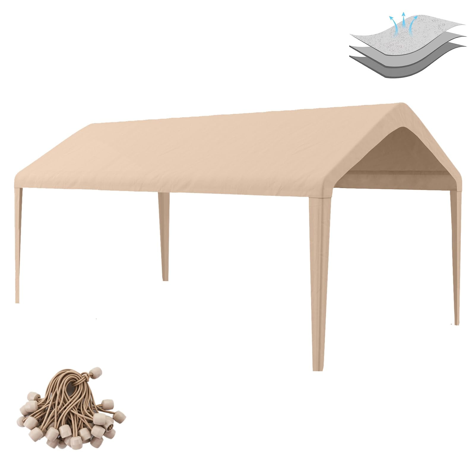 Toldo De Repuesto Para Cochera Birodeko 3x6m Marrón Claro