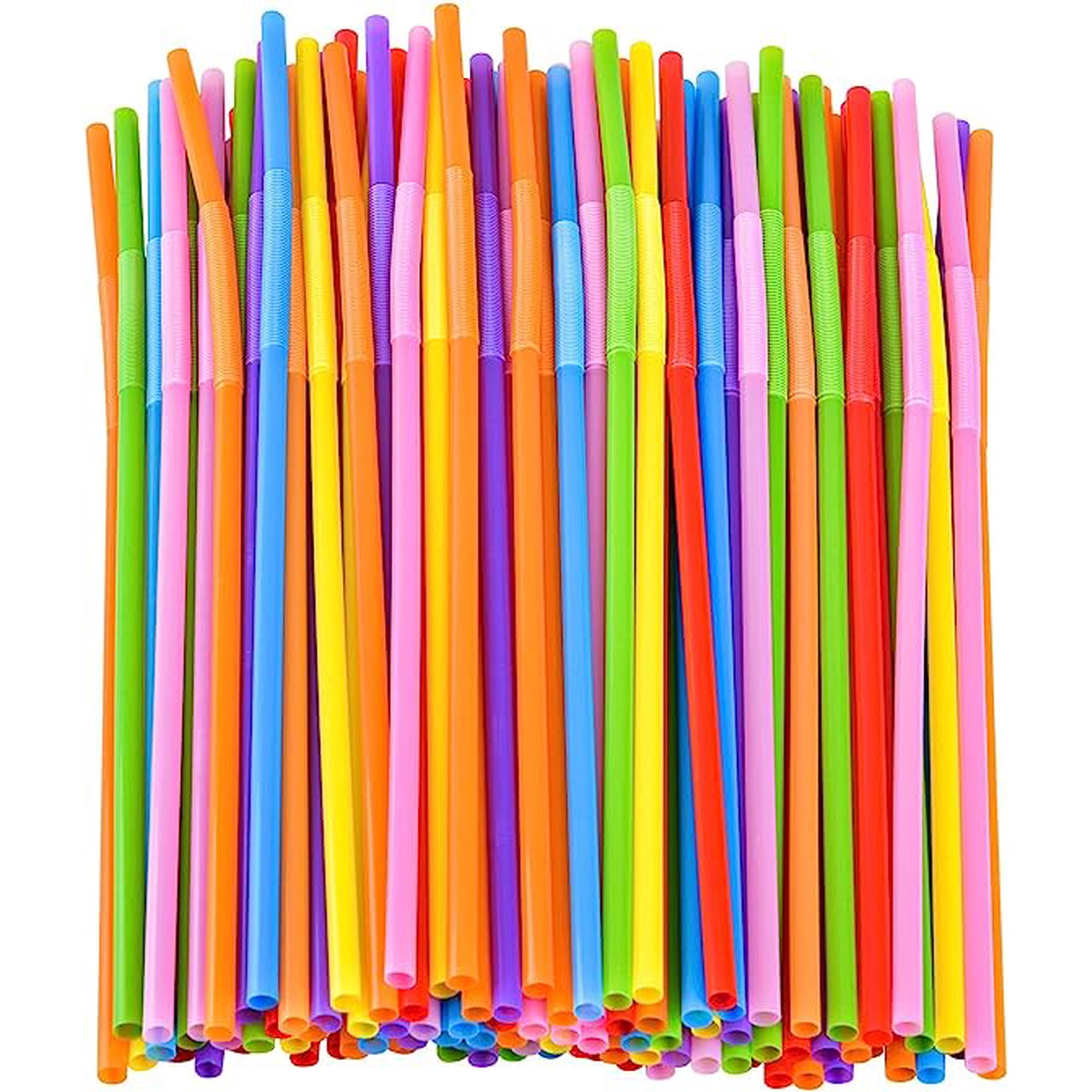 Xmhytop 100 Unidades Popotes De Plástico Multicolor, 5 Mm De Diámetro, 21 Cm De Altura, Straws Para Bebidas Desechables Y Resistentes, Ideal Para Eventos, Restaurantes Y Uso Doméstico