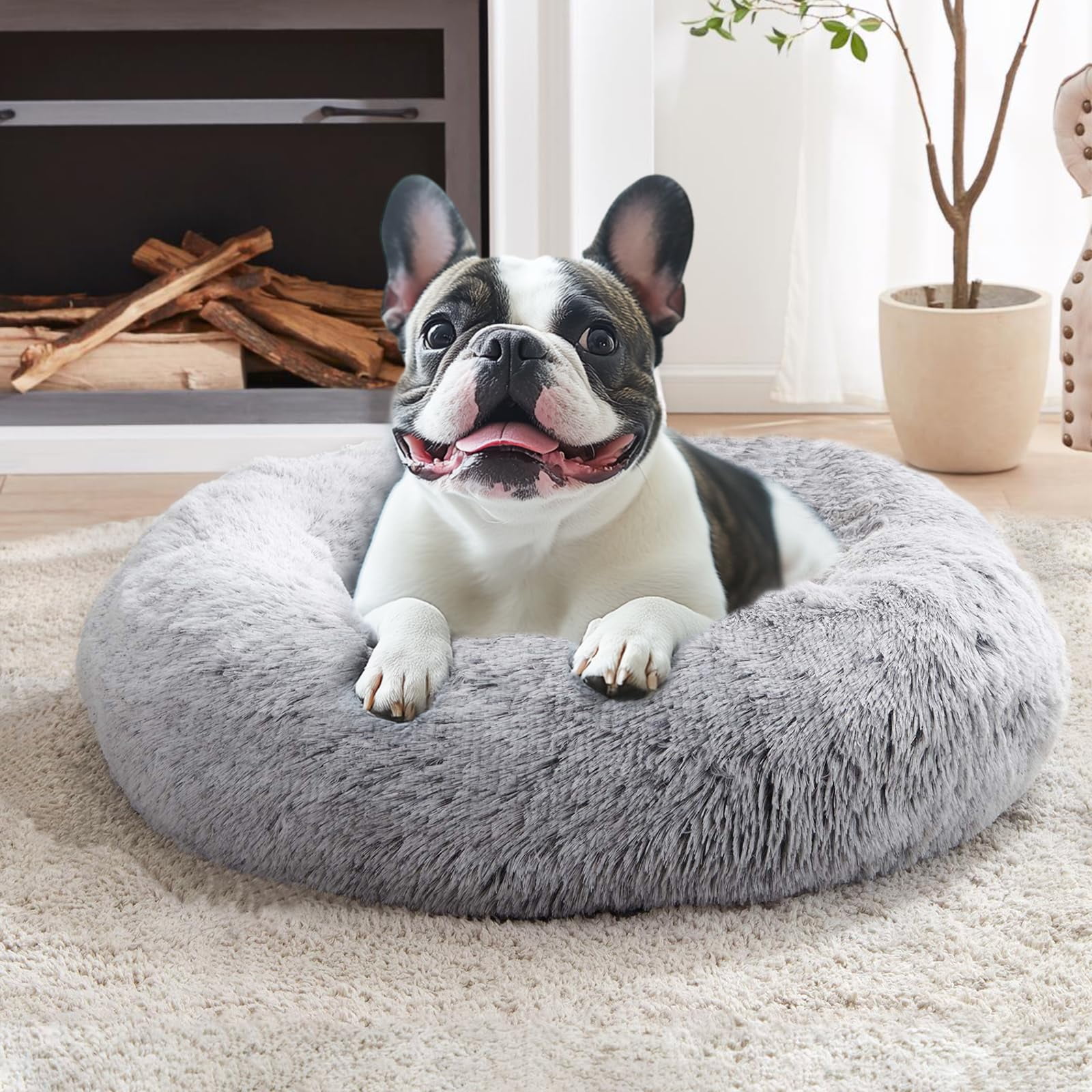 Cama Para Perros Jollyvogue, Pequeña, Relajante Y Ansiolítica, Abrazador De Rosquillas
