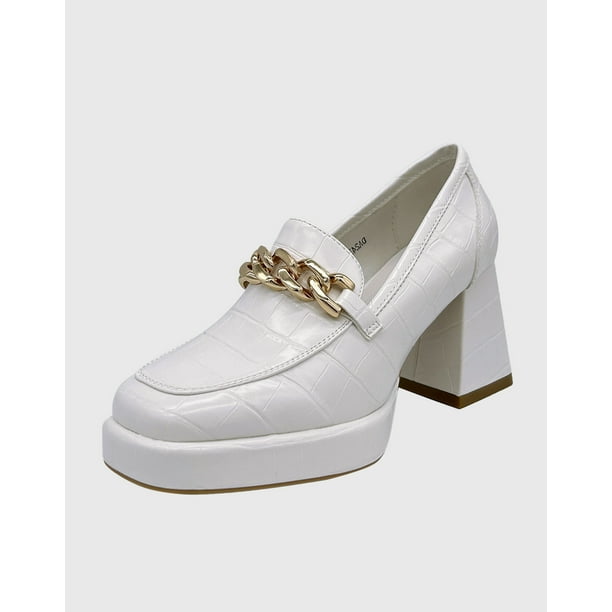 Zapato para mujer con taco y cadena Blanco