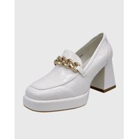 Danicolle Calzado - Zapato Para Mujer Con Taco Y Cadena Blanco
