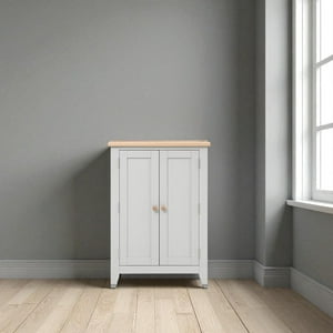 Arca Muebles - Zapatero Vintage De Madera De Pino 78X40X110 Color Gris Cubierta Miel