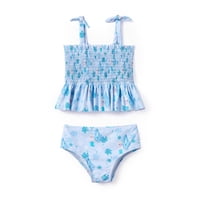Traje De Baño Disney Elsa Para Niña Pequeña, Tankini Con Volantes, Azul 4T-13T