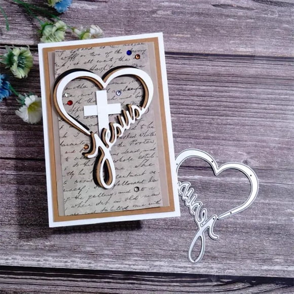 Troqueles de corte Paleery @FC Love con forma de cruz en forma de corazón
