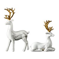 Bothyi - Pareja De Resina Adorno De Estatua Regalos De Boda Decoración De Boda Ciervo Alce Blanco