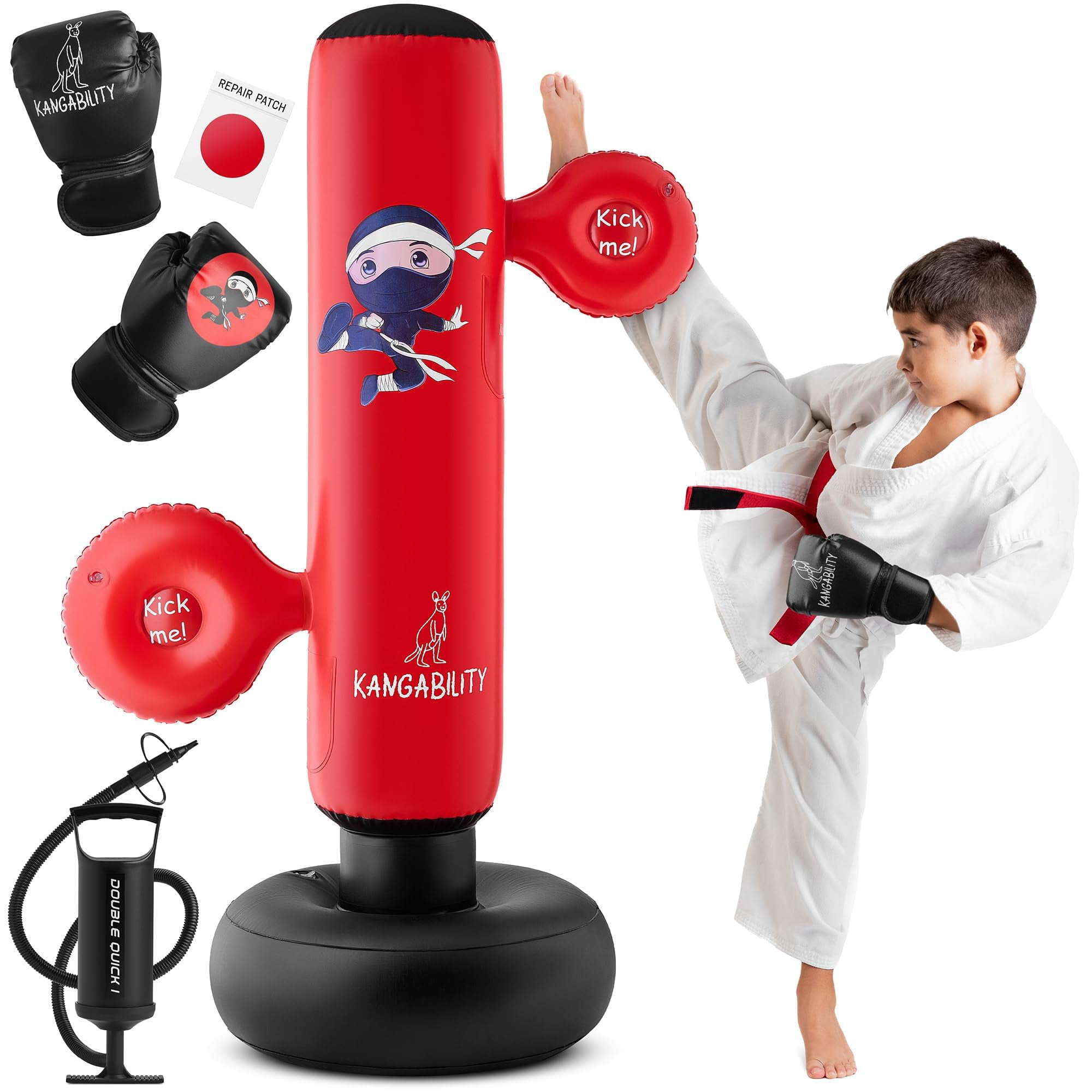 Set De Sacos De Boxeo Kangability Kids Con Guantes, Almohadillas Y Bomba