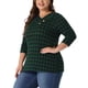 thumbnail image 4 of Agnes Orinda Conjuntos de Halloween para Mujeres Tallas Grandes Tops de Escuela Universitaria Manga 3/4 Blusa Casual Elegante de Punto a Rayas Cuello Asimétrico Camiseta de Moda 2X Verde Oscuro, 4 of 6