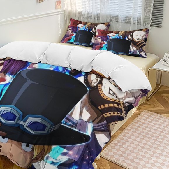 Sabo Bed Duvet Cover Funny Anime Cartoon Bedding Sets Lightweight 3 Piece Comforter Sets