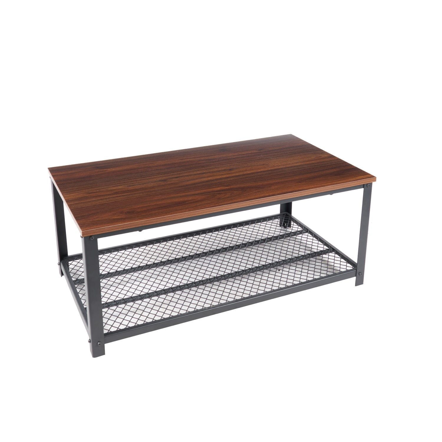 Moad - Mesa De Centro Metal Madera Enrejada 106x60