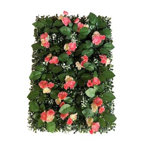 Bothyi - Panel De Pared De Césped Artificial Con Flores, Fiesta Interior, Flor De Pared Artificial, Color Rojo Champán