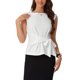 thumbnail image 1 of INSPIRE CHIC Blusa de Trabajo para Mujer con Lazo al Frente, Cuello de Barco y Mangas Cortas, Talla S, Blanca, 1 of 6
