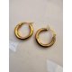thumbnail image 2 of Aros Magnolia Elegantes Pendientes Redondos de Acero Inoxidable, 2 of 3
