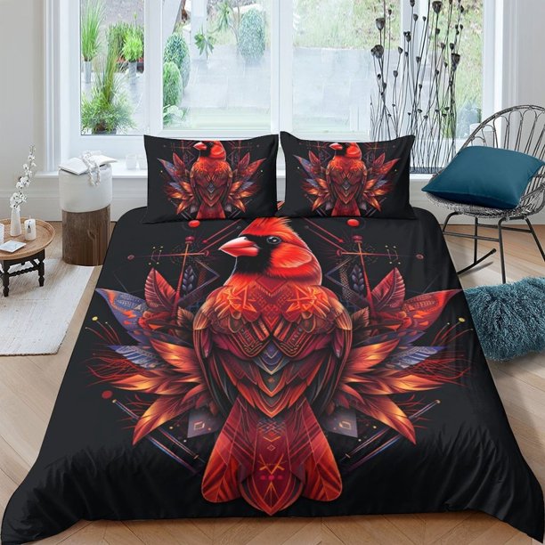 The Red Bird Duvet Cover Bedding Set Pillowcase Queen3-Piece Bedding Set