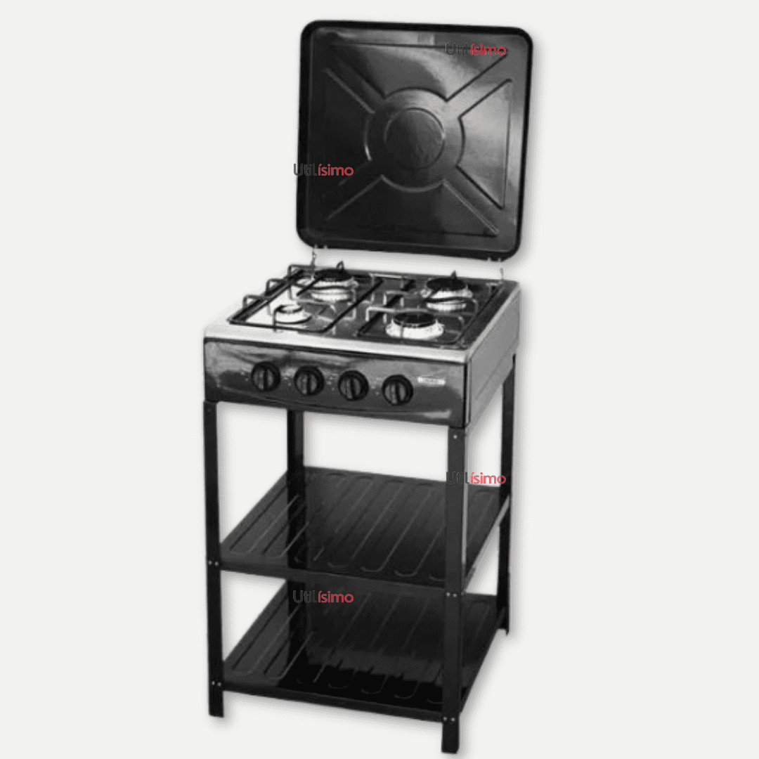 Line - Cocina Encimera A Gas Licuado 4 Platos Con Mesa Negro