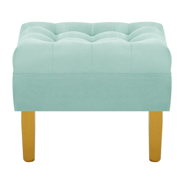 Pouf Wood 1c Felpa 01 Verde Agua